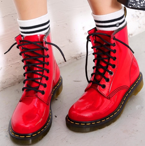 Red Patent Dr Martens 46 8eye Boots 